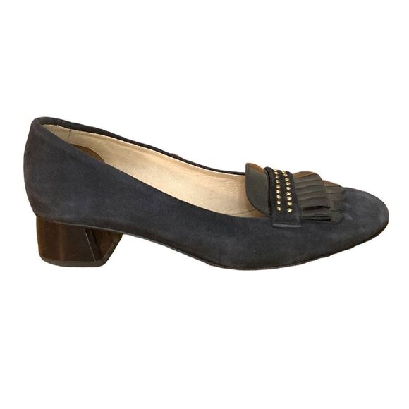 Napoleoni Suede Made in Italy Heeled Loafers Office Work Size 38 - Picture 1 of 11